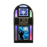 This jukebox captures the classic look of a nostalgic bubbler but has all the latest songs and content. The 19-inch LCD touch screen allows patrons to select from over 4 million songs. With an exceptional sound system provided by Bose, this box is one of a kind in entertainment.<br /><br />Dimensions: 66 3/4-inch H x 29 3/4-inch W x 24-inch D, weighing 269 lbs.