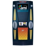 The Slimline is one of the most popular free standing internet jukeboxes due to its space efficiency and attractive style. A 900 watt Peavey amplifier provides plenty of kick to the enclosed speaker arrangement of a 15-inch subwoofer, 2 midrange speakers, and 2 tweeters to rock your establishment.<br /><br />Dimensions: 64 3/4-inches H x 30-inches W x 24 1/2-inches D, weighing 317 lbs.